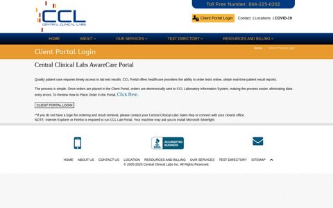 Client Portal Login - Central Clinical Labs