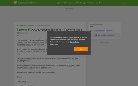 [Resolved] www.eJobsJunction.com — Payment Issue