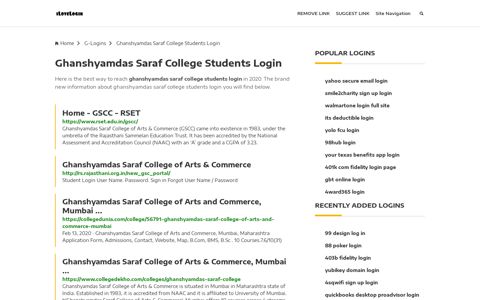 Ghanshyamdas Saraf College Students Login ❤️ One Click Access