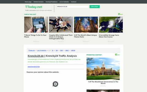 Krencky24.de : Krencky24 Traffic Analysis - TToday.net