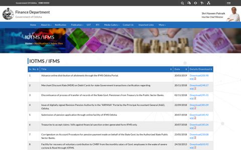 IOTMS / IFMS | Finance Department