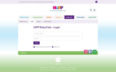 HiPP BabyClub - Login - HiPP Singapore