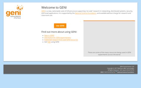 Welcome to the GENI Experimenter Portal