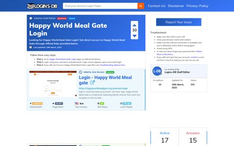 Happy World Meal Gate Login - Logins-DB