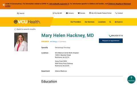 Mary Helen Hackney, MD - Find A Doctor Profile | VCU Health
