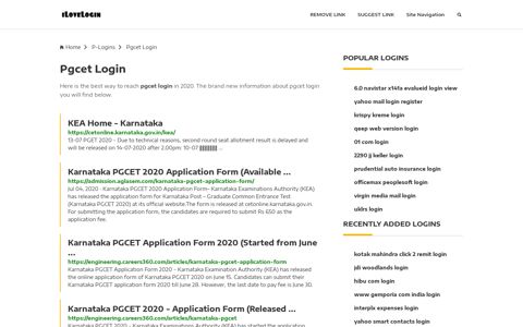 Pgcet Login ❤️ One Click Access