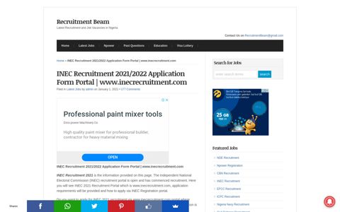 INEC Recruitment 2020/2021 Application Form Portal | www ...