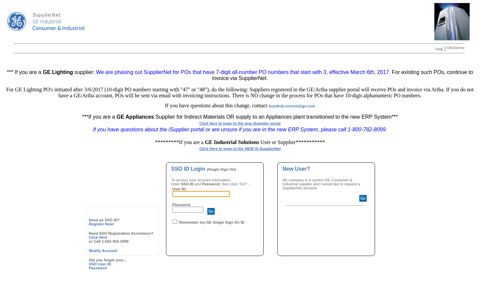 SupplierNet - SSO Login - Welcome to GE Consumer ...