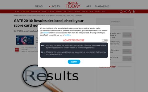 GATE 2016: Results declared, check your score card now ...