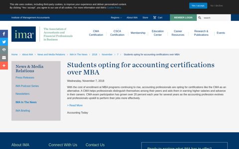 Students opting for accounting certifications over MBA | IMA ...