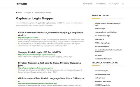 Gapbuster Login Shopper ❤️ One Click Access - iLoveLogin