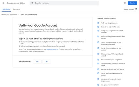 Verify your Google Account - Google Account Help