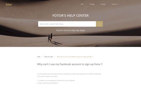Why can't I use my Facebook account to sign up Fotor ? | Fotor