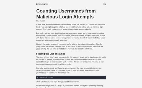 Counting Usernames from Malicious Login Attempts - james ...