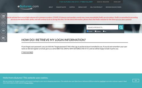 How do I retrieve my login information? - eSutures - The ...