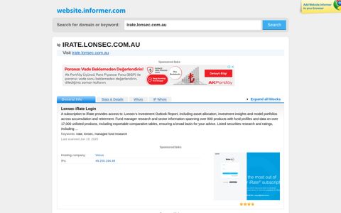 irate.lonsec.com.au at WI. Lonsec iRate Login - Website Informer