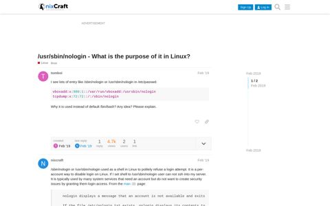 /usr/sbin/nologin - What is the purpose of it in Linux? - Linux ...