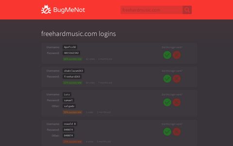 freehardmusic.com passwords - BugMeNot