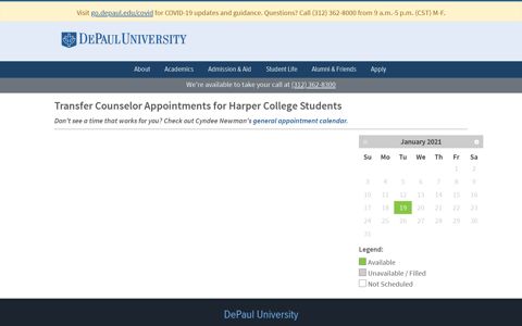 Transfer Counselor Appointments for Harper College Students