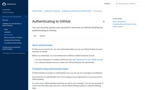 Authenticating to GitHub - GitHub Docs