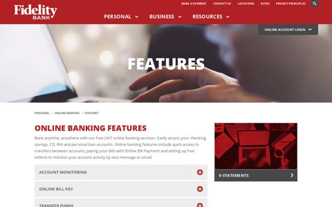 Online Banking Features | Fidelity Bank