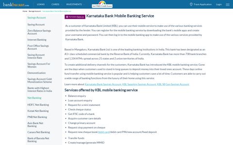 Karnataka Bank Mobile Banking Service - BankBazaar