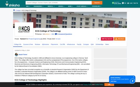 KCG College of Technology, Chennai: Courses, Fees ...