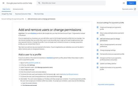 Add and remove users or change permissions - Google ...
