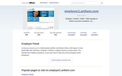 Employer1.anthem.com website. Employer Portal.