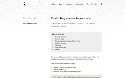 Restricting access to your site | Kirby