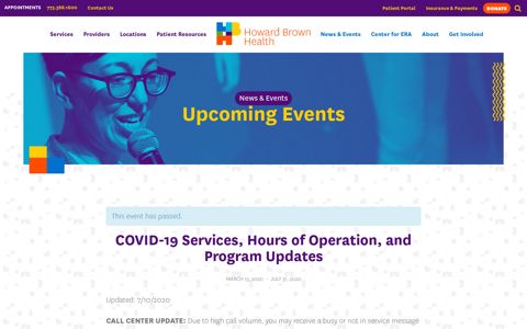 COVID-19 Services, Hours of Operation, and Program Updates