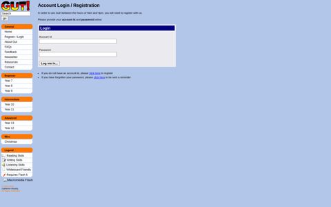 Register / Login - Gut! - Language Skills