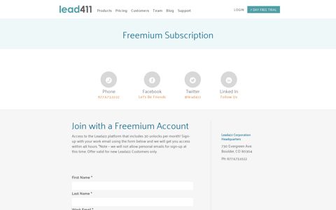 Freemium Subscription - Lead411