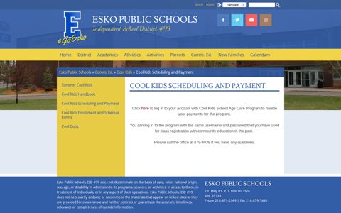 Cool Kids Scheduling and Payment - Esko Public Schools