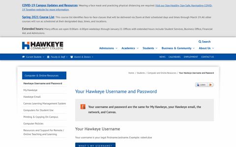 Your Hawkeye Username and Password - Hawkeye ...