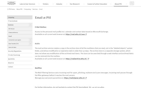Email | Computing | Paul Scherrer Institut (PSI)