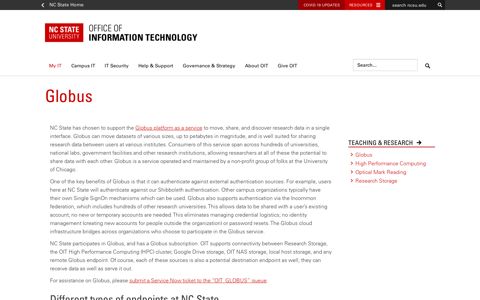 Globus – Office of Information Technology - NCSU OIT