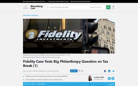 Fidelity Case Tests Big Philanthropy Question on Tax Break (1)