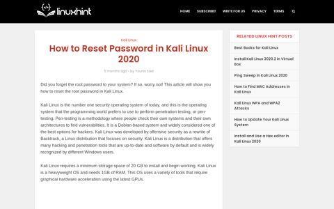 How to Reset Password in Kali Linux 2020 – Linux Hint