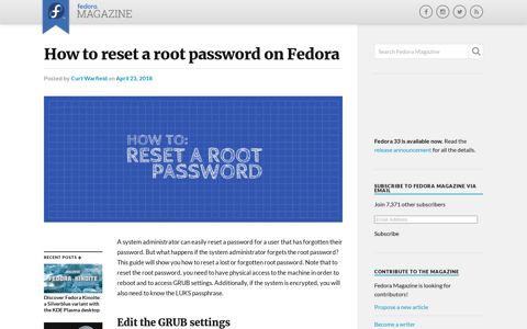 How to reset a root password on Fedora - Fedora Magazine