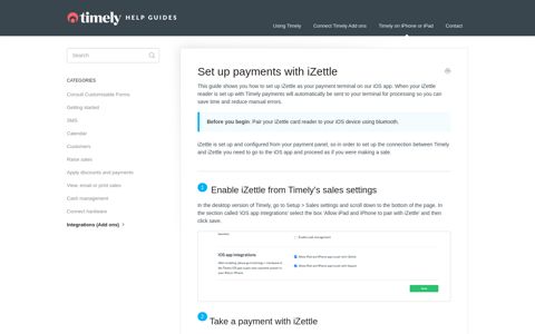 Set up payments with iZettle - Timely Help Docs