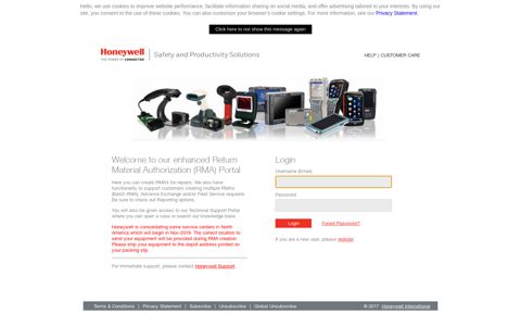 Honeywell | Sensing and Productivity Solutions | SignIn