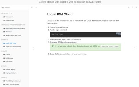 Log in IBM Cloud · Getting started with scalable web ...