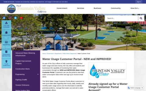 Water Usage Customer Portal - The City of Fountain Valley