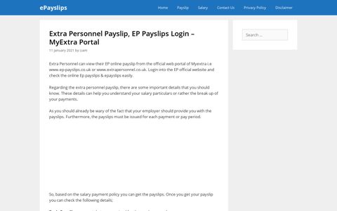 Extra Personnel Payslip, EP Payslips Online - MyExtra Portal
