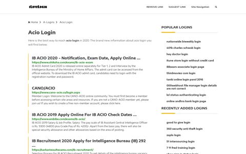 Acio Login ❤️ One Click Access