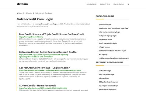 Gofreecredit Com Login ❤️ One Click Access - iLoveLogin