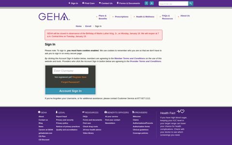 Log in to GEHA account
