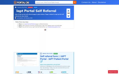 Iapt Portal Self Referral - Portal-DB.live