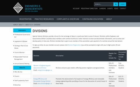 Divisions - Engineers and Geoscientists BC